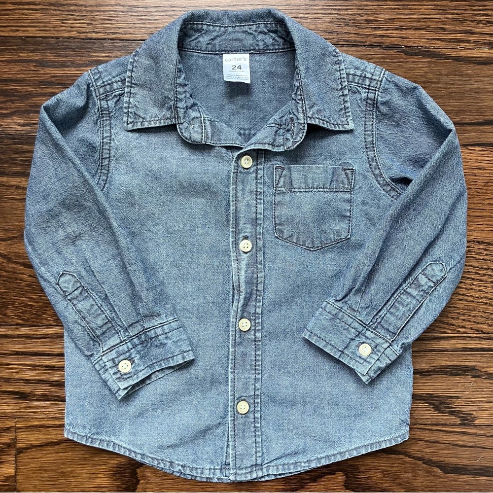 Carter’s Blue Chambray Button Down Shirt, 24M
